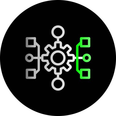 ağ ayarları vektör simgesi. bicolor düz simge sembolü, siyah ve beyaz renkler, yuvarlak açılar ve yeşil arkaplan