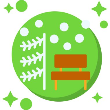 Bir sandalyenin yeşil ve beyaz ikonunun vektör çizimi