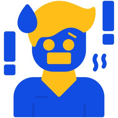 Başı ağrıyan adam. Basit tasarım.