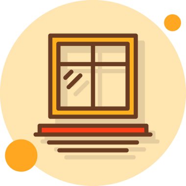 Pencere simgesi ve vektör illüstrasyonu beyaz arkaplanda izole edildi