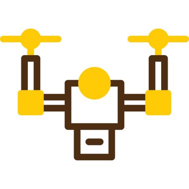 Uçan İHA simgesine sahip dron, vektör illüstrasyonu