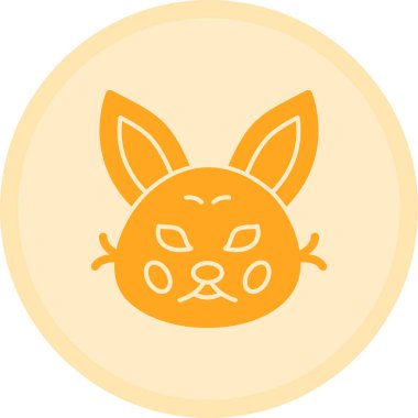 Çin Yeni Yıl düz ikonu, vektör çizimi, Çin feneri ve tavşan