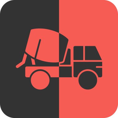 Kırmızı arkaplanda kamyon simgesi. vektör illüstrasyonu.