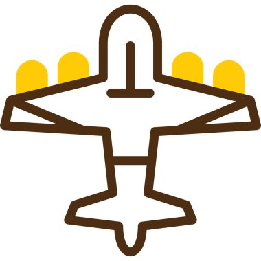 Ticaretten kalma uçak jeti simgesi. düz biçim, sarı renk, web sitesi sembolü.