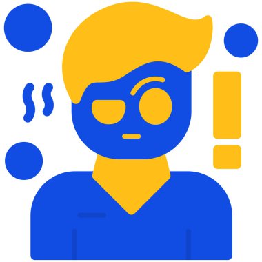 Baş ağrısı ikon vektör illüstrasyonu olan bir adam