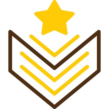 Kurdele ikonlu altın yıldız. düz resimleme