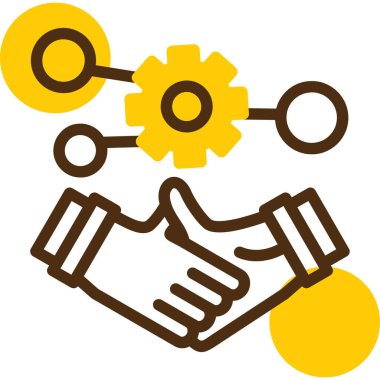 Bir dişli ve zincirli el sıkışmanın vektör çizimi