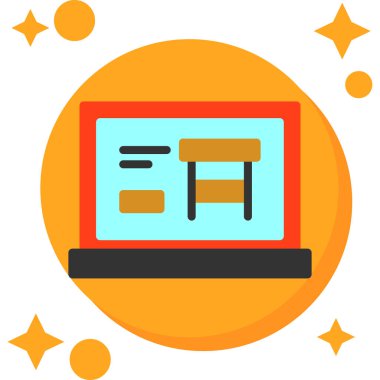 Web simgesi olan dizüstü bilgisayar, basit vektör illüstrasyonu