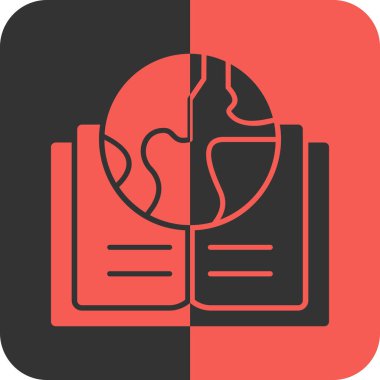 Çevre Kırmızı Ters Ağ simgesi, vektör illüstrasyonu öğreniliyor