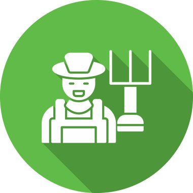 Çiftçi vektör simgesi. bicolor düz simge, yumuşak mavi renkler, ağ ve arayüzler için beyaz arkaplan.