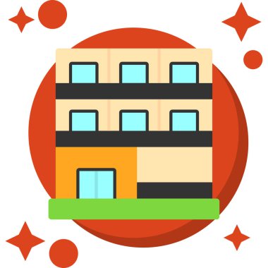 Düz stil bina simgesini