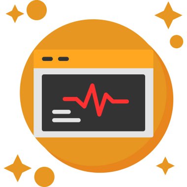 Kardiyogram ikonlu bilgisayar monitörü. Tıbbi konsept. vektör illüstrasyonu.