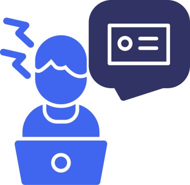 Konuşma baloncuğu simgesi olan bilgisayar, basit vektör illüstrasyonu