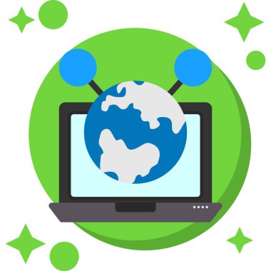 Küre ve yeşil yapraklı dizüstü bilgisayar