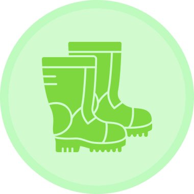 Beyaz arkaplanı olan bir çizmenin yeşil simgesinin vektör çizimi