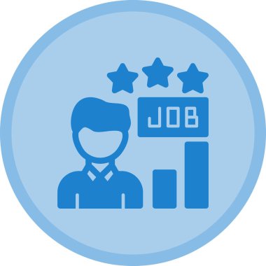 iş simgesi. Bu düz yuvarlak kare düğmesi beyaz arkaplanda izole edilmiş kobalt ve cyan renkleri kullanır.