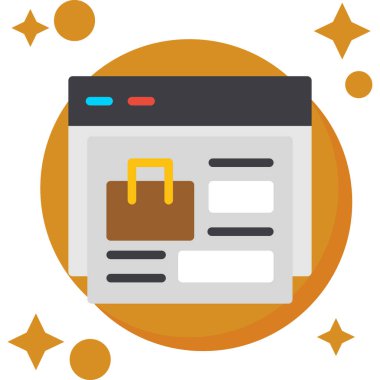 Düz tasarım çevrimiçi alışveriş web simgesi