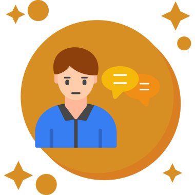 Adam konuşma balonu vektör çizim tasarımı ile konuşuyor