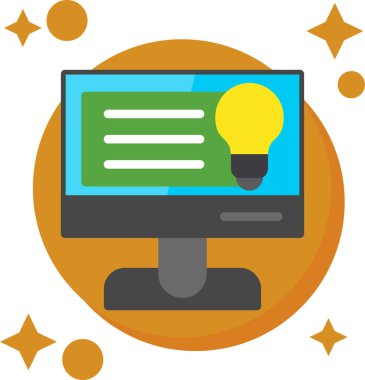 bilgisayar monitörü ve ampul simgesi, vektör illüstrasyonu