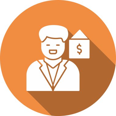 Takım elbiseli bir adamın ikonlu vektör çizimi