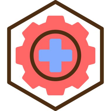 Tıbbi simgesi olan kırmızı bir kalkanın vektör çizimi