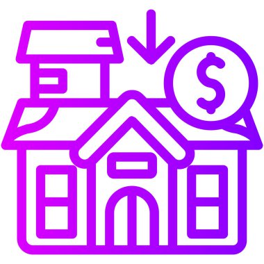 Dolar evi ikonu vektör illüstrasyonu