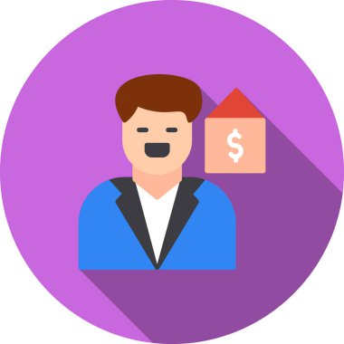 Ev ikonu vektör illüstrasyon tasarımına sahip iş adamı