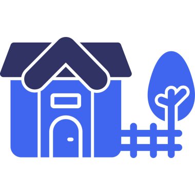 Bahçe ikonlu ev. vektör illüstrasyonu