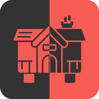 Bungalow Kırmızı Ters Ağ simgesi, vektör illüstrasyonu