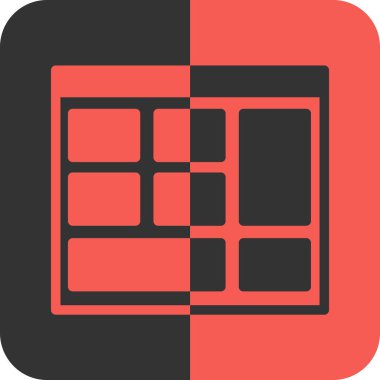 Izgara Kırmızı Ters Ağ simgesi, vektör illüstrasyonu