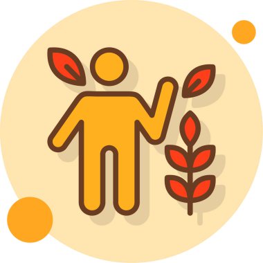 Bir adamın elindeki ağacın vektör çizimi.