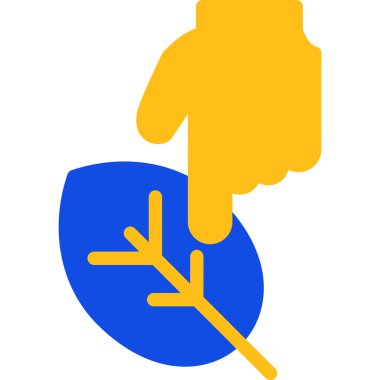 Mavi yapraklı sarı bir ağacın vektör çizimi.