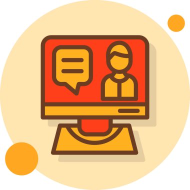 Online konferans. Web simgesi vektör illüstrasyonu