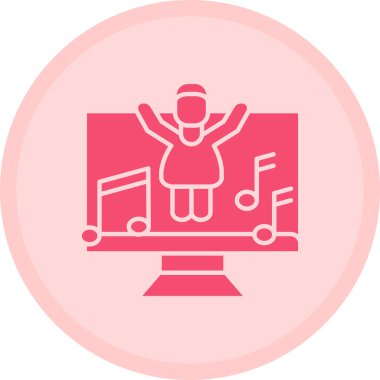 Piyano ikonunu çalan bir kızın vektör çizimi