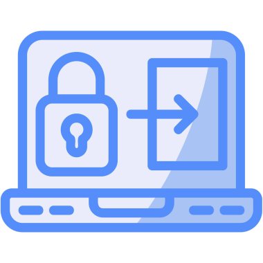 Laptop Kilit simgesi, vektör illüstrasyonu