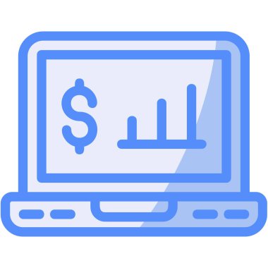 Dolar işareti olan bir laptop. Web simgesi basit illüstrasyon