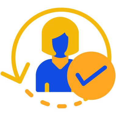 Saat simgesi vektörü olan kadın. Kadın ve saat işareti. izole edilmiş sınır sembolü çizimi