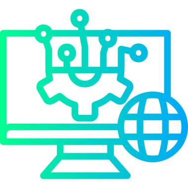 Yapay zeka ikonu vektörü. İnce çizgi işareti. izole edilmiş sınır sembolü çizimi