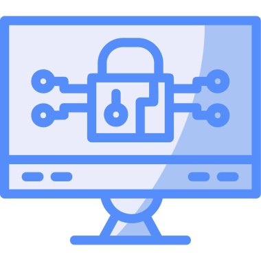 Bilgisayar güvenlik sistemi simgesi ana hat biçiminde