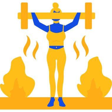 Ateş ikonu olan adam, basit vektör illüstrasyonu