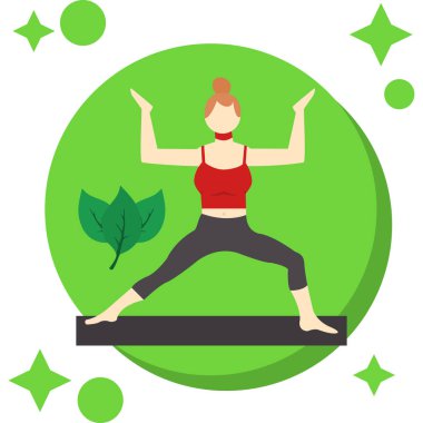 Yoga yapan genç bir kadın. Vektör illüstrasyonu