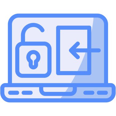 Kilit simgesine sahip bilgisayar, satır biçimi