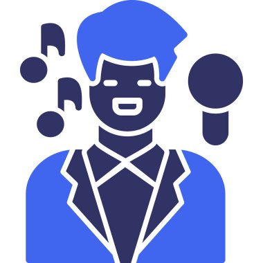 Şarkıcı Solid İki Renkli Ağ simgesi, vektör illüstrasyonu