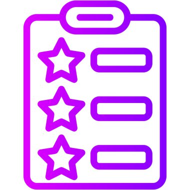 Kontrol listesi vektör çizgisi simgesi. Vektör biçimi düz, mor ve yuvarlak kare arkaplan.