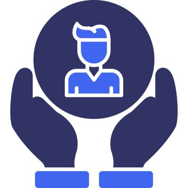 Çanta simgesi olan bir adamın vektör illüstrasyonu