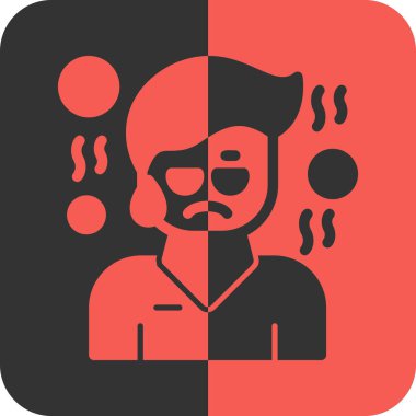 Simgesi olan ve başı ağrıyan bir adamın vektör çizimi.