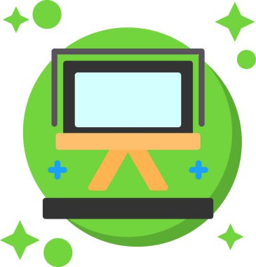 Beyaz arkaplanda bilgisayar monitörü, illüstrasyon, vektör.