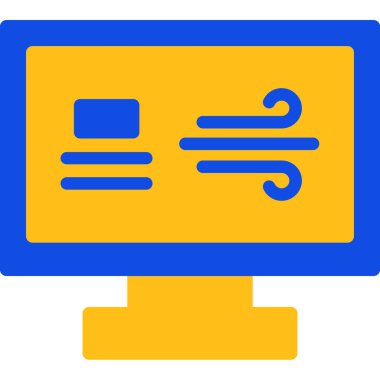 Bilgisayar monitörü simgesi. Taslak bilgisayar monitörü vektör rengi düz izole