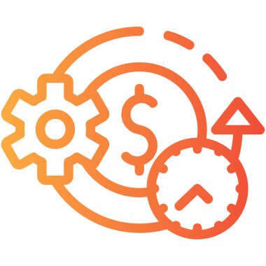 Dolar vites vektör simgesi. biçim düz sembol, turuncu renk, yuvarlak açılar, beyaz arkaplan