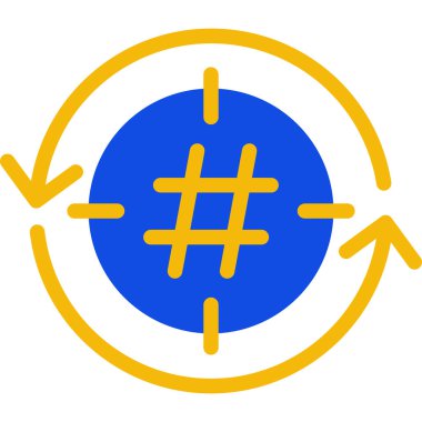 Sarı daire ve mavi yuvarlak işaretin izole edilmiş tek bir simgesinin vektör çizimi